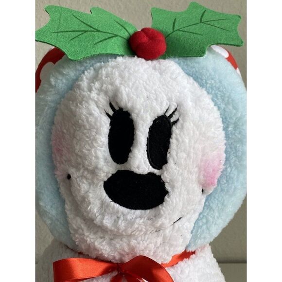 Disney Minnie Mouse Christmas Door Greeter Porch Holiday Sherpa Snowman NEW - Picture 2 of 8
